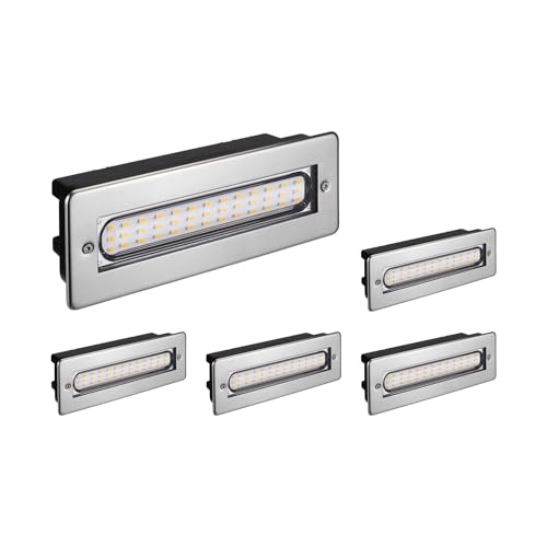 Parlat LED Treppen-Licht Treppenbeleuchtung für außen eckig 20x7cm 230V warm-weiß, 5 STK.
