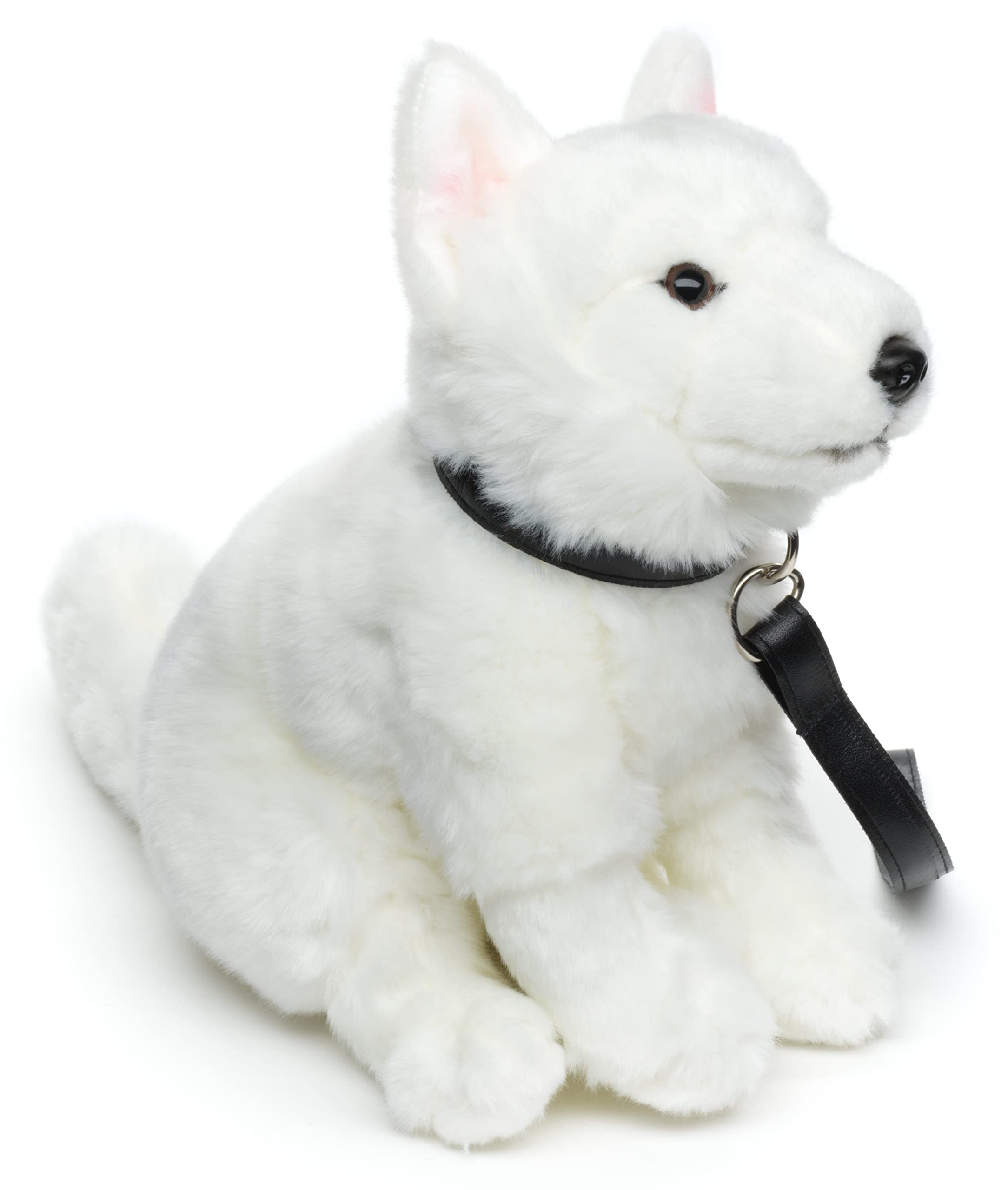 Uni-Toys - Weißer Schweizer Schäferhund Welpe, sitzend (mit Leine) - 26 cm (Höhe) - Plüsch-Hund, Berger Blanc Suisse - Plüschtier, Kuscheltier