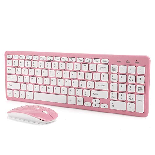 Wireless Gaming Office-Maus-Tastaturset, tragbares ergonomisches Tastatur-Mausset mit 3-Gang-Mikroempfänger für Laptop-Desktop, Plug-and-Play(Rosa)