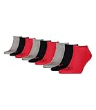 PUMA unisex Sneaker Socken Kurzsocken Sportsocken 261080001 9 Paar, Farbe:Mehrfarbig, Menge:9 Paar (3 x 3er Pack), Größe:43-46, Artikel:-232 black/red
