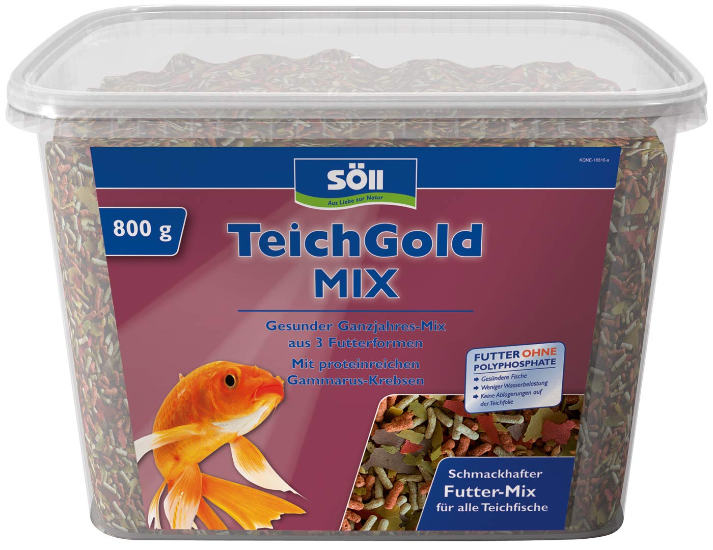 Söll 83194 TeichGold Mix, 770 g (7 l) - Ganzjahresfutter / 3 Futterformen zum Füttern von Teichfischen im Fischteich, Gartenteich / für ein hohes Maß an Vitalität und ausgewogener Ernährung