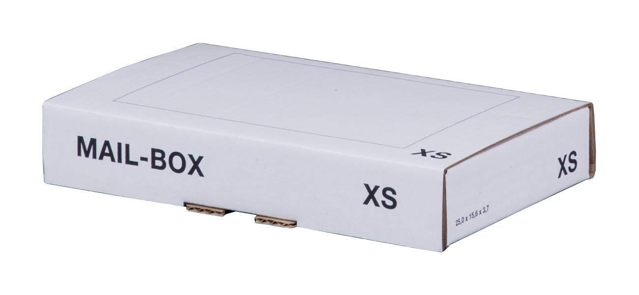 Ropipack Mailbox Versandkarton Versandbox wiederverschließbar 244 x 145 x 43 mm Weiß XS - 20 Stück