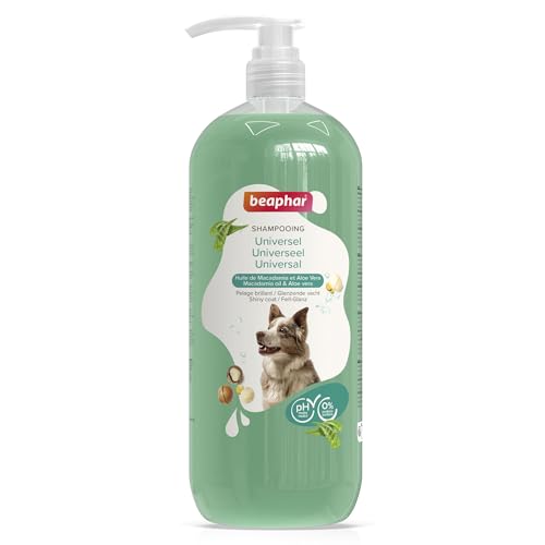 BEAPHAR - Universal Fellglanz Shampoo - Für Hunde Aller Rassen - Unterstützt Die Natürliche Fellfarbe - Hautfreundlich - Mit Macadamiaöl Und Aloe Vera - Ph-Neutral - 0% Parabene, Silikone - Vegan - 1L
