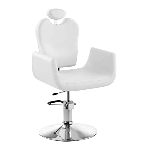 Physa - Friseurstuhl Kosmetikstuhl Livorno White (45 – 55 cm Sitzhöhe, 540 x 470 mm Sitzfläche, ECO-Leder, Stahlgestell, 360° drehbar) Weiß