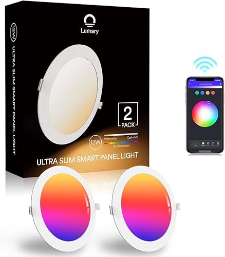 Lumary RGBWW LED Einbaustrahler 12W, Smart WLAN Deckenspots Dimmbar LED Spot 2700K-6500K Warmweiß Kaltweiß Mehrfarbige Einbauleuchten Kompatibel mit Alexa Google Home, App-Steuerung (2 Stück)