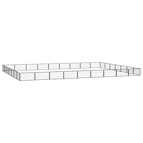 Startseite Möbel 32-Panel Hunde-Laufgitter schwarz 100x50 cm Größe pulverbeschichteter Stahl