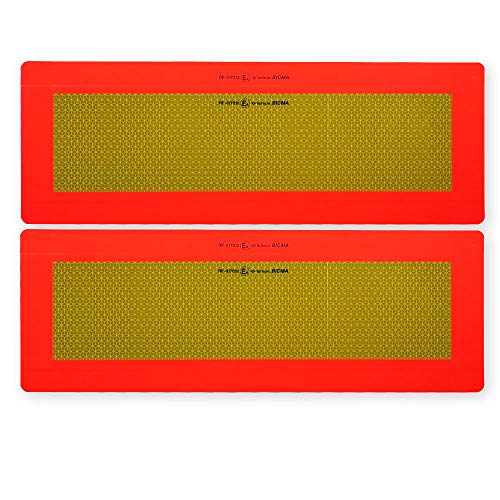 Aluminium-Warntafel nach ECE 70.01 | Heckmarkierung für Anhänger und Auflieger | Halbmarkierung | 2x 565 mm x 196 mm | gelb reflektierend & rot fluoreszierend | Lkw Schild auf Aluplatte