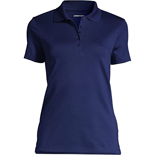 Lands' End Damen Poloshirt aus Supima-Baumwolle, kurzärmlig - blau - Mittel