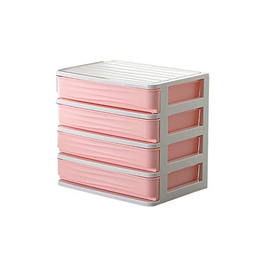 zroven Doppeldecker-Desktop-Comestics-Aufbewahrungsfach mit Schubladenform Platzersparnis-Make-up-Organizer Pink S Vierfach-Schubladenbox