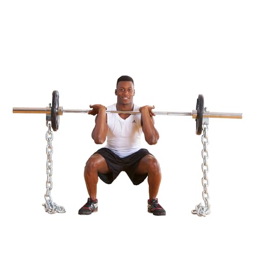 Sport-Thieme Powerketten | Set: 2X Gewichts-Ketten aus verchromten Stahl | Für Workout o. Befestigung an Hantelstange | 2X 8 kg, 2X 12 kg, 2X 16 kg | Länge je Kette: 150cm | Markenqualität