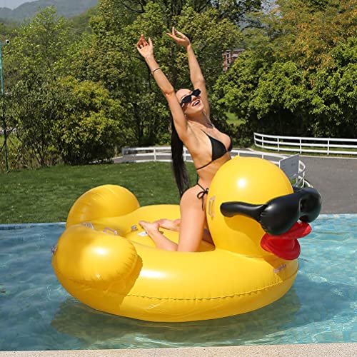 79'' kleine gelbe Ente Das Tragen von Sonnenbrillen aufblasbarer Schwebebett Pool Schwimmen Luftbetten Für Planschbecken Spielzeug Luftmatratzen Party Essentials