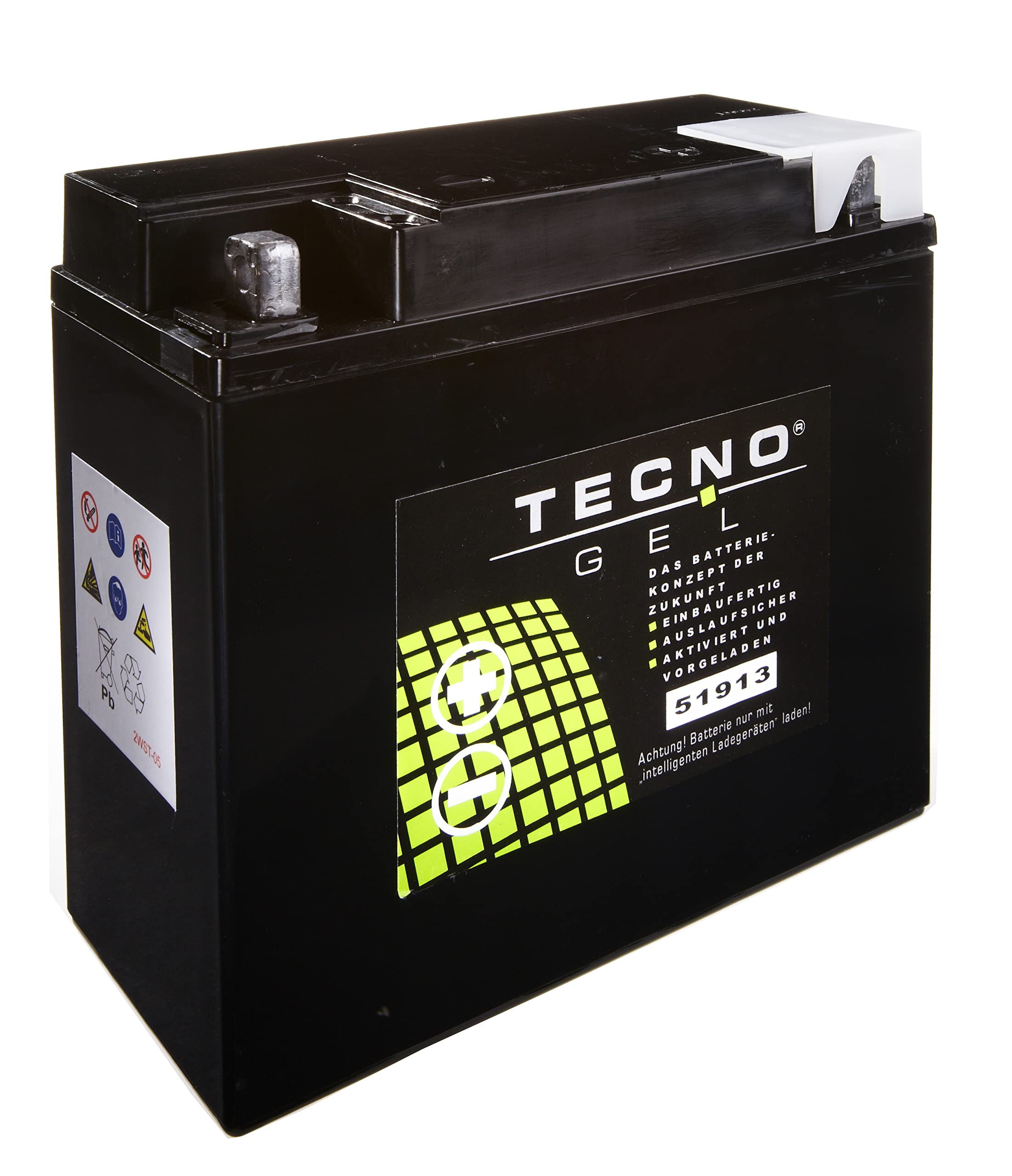 TECNO-GEL Motorrad-Batterie 51913 (51814) für MOTO GUZZI Le Mans 850 I, II, III, 1000 1975-1993, 12V Gel-Batterie 22 Ah, 186x82x171 mm