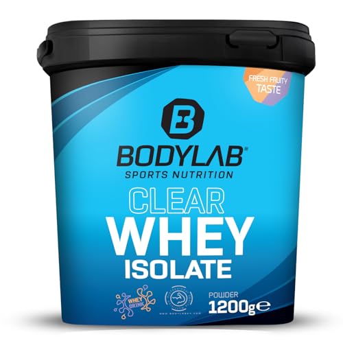 Bodylab24 Clear Whey Isolate 1200g Himbeere, Eiweiß-Shake aus 96% hochwertigem Molkenprotein-Isolat, erfrischender fruchtiger Drink, Whey Protein-Pulver kann den Muskelaufbau unterstützen