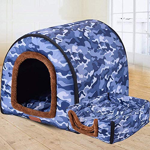 Anqi faltbare 2-in-1-Nische/Haus für große Hunde und Katzen, mit warmen, weichen Kissen, abnehmbar, maschinenwaschbar, für Innen- und Außenbereich