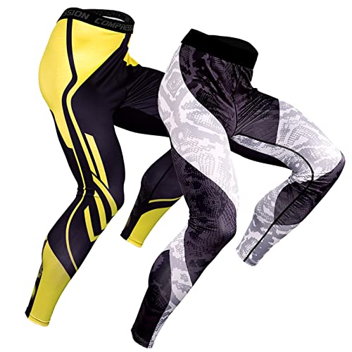 DongBao Kompressionshose für Herren,2er-Pack,Lange Workout Tights, Schnell Trocknende Sport-Leggings,Sporthose für Running & Training