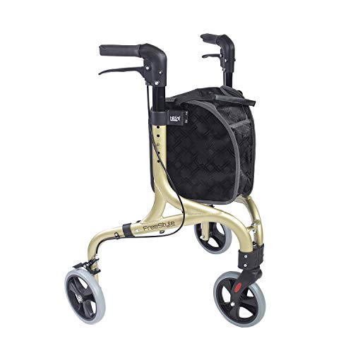 NRS Healthcare NRS Freestyle 3-Rad-Rollator, Champagnergold, 5 kg
