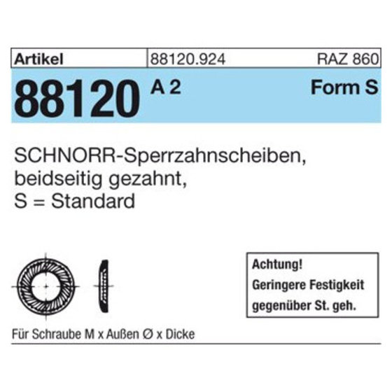 ART 88120 SCHNORR - Scheiben Federstahl S 10 S