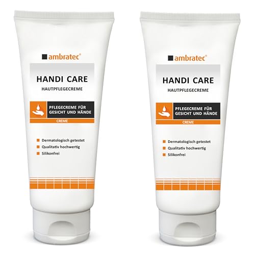 2x Ambratec Handi Care schnell einziehende Creme zur täglichen Pflege für Gesicht und Hände