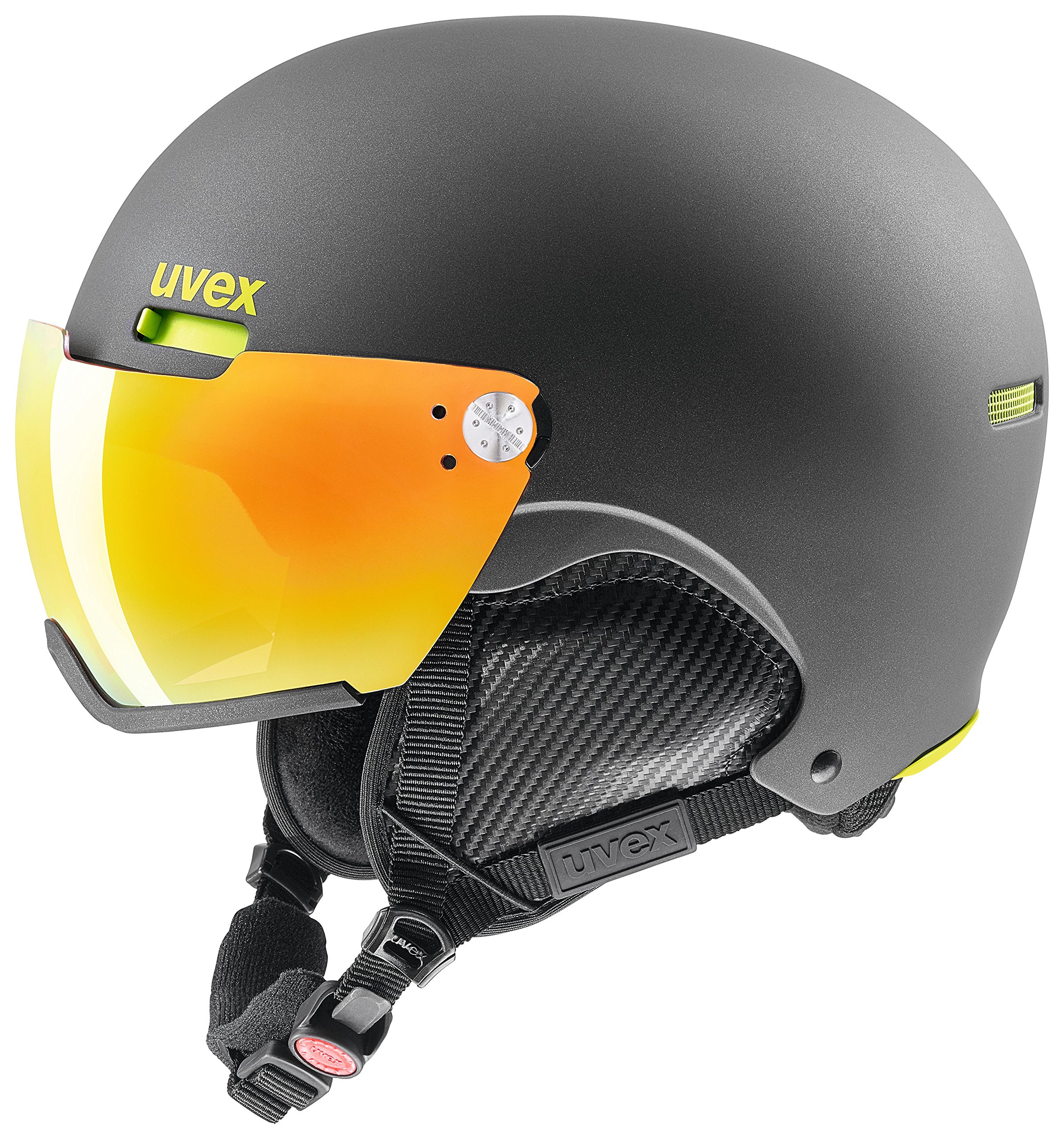 uvex Unisex-Erwachsene hlmt 500 Visor Skihelm, Gun-Lime mat, 52-55 cm