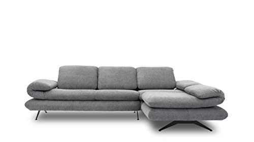 DOMO Collection Milano Ecksofa | Sofa mit Armlehn- und Rückenfunktion in L-Form, Polsterecke Eckgarnitur, grau, 269x172x83 cm