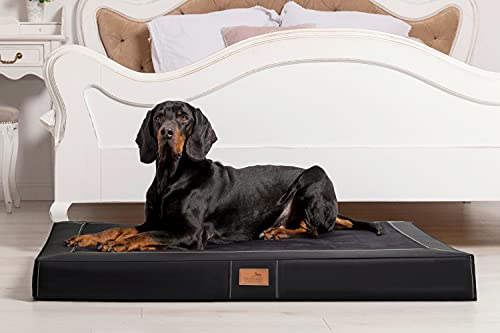 tierlando 003 Oscar VIP Ortho Hundematratze Kunstleder Velours Orthopädisches Hundebett VISCO: Größe: OS5 120cm | Farbe: AL-03 Schwarz