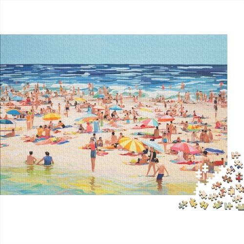 Cartoon-Strand für Erwachsene, Spaß, 1000 Teile, Puzzle, Spielzeug, Intellektuelles Spiel, Bildungsspiel, Entspannung und Intelligenz, 1000 Teile (75 x 50 cm)