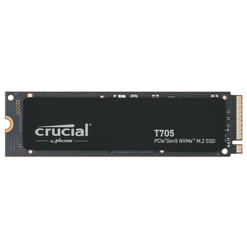 Crucial Neu 2024 T705 4TB PCIe Gen5 NVMe M.2 SSD - Bis zu 14.100 MB/s - Game Ready - Internes Solid State Laufwerk (PC) - +1mo Adobe CC - CT4000T705SSD3