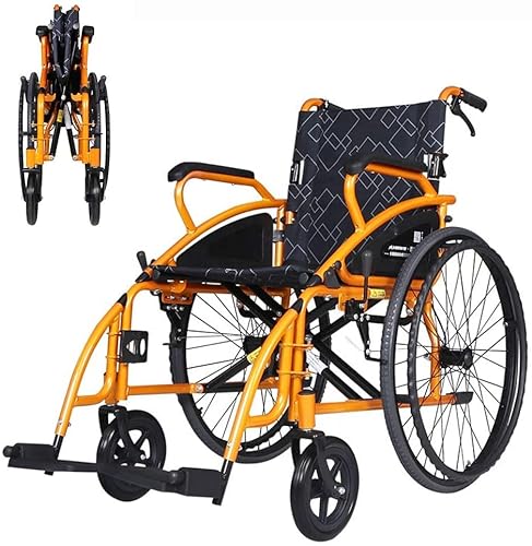 24 Zoll breiter zusammenklappbarer leichter manueller Rollstuhl, leichter zusammenklappbarer Transit-Aluminium-Reisetragbarer Rollstuhl