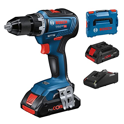 Bosch Professional Akkuschrauber GSR 18V-55, (2x 4,0 Ah ProCore Akku, 18 Volt System, max. Drehmoment: 55 Nm, in L-BOXX)