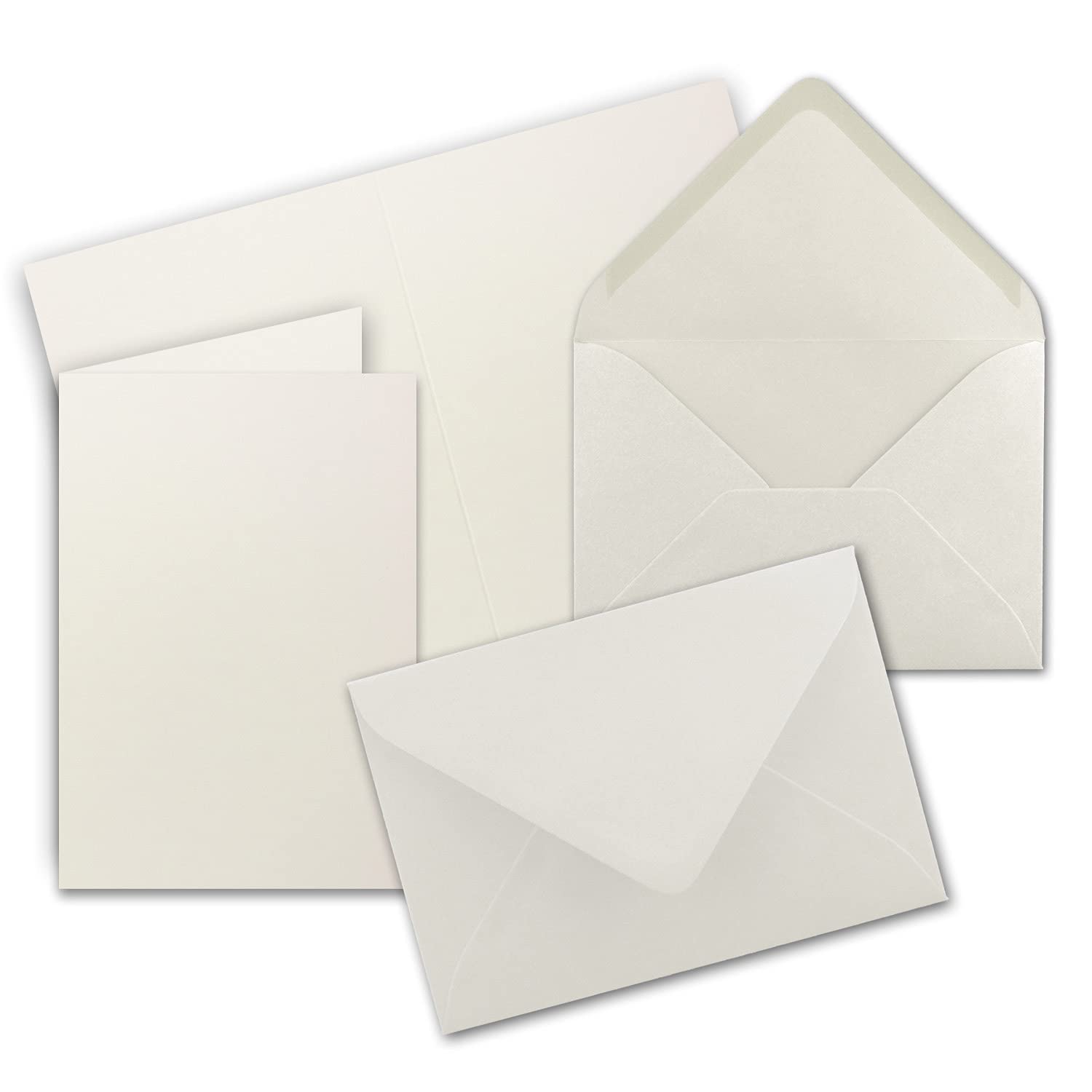 60x Faltkarten Set mit Briefumschlägen DIN A6 / C6 - Naturweiß (Weiß) - 14,8 x 10,5 cm (105 x 148) - Doppelkarten Set - Serie FarbenFroh