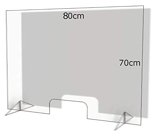 Spuckschutz aus Plexiglas mit 4mm, 80x70cm Virenschutz Hustenschutz Niesschutz, Thekenaufsatz Tischaufsatz Tresenaufsatz, (80x70)