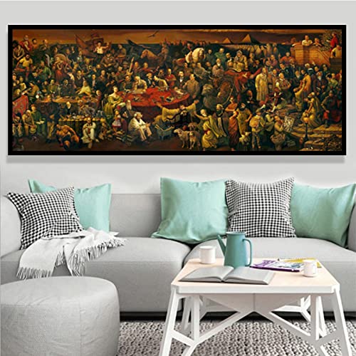 Rumlly Famous Painting Discussing Divine Comedy Canvas Artwork Character Poster and Print Wall Art Pictures For Living Room Decor 40x120cm Frameless