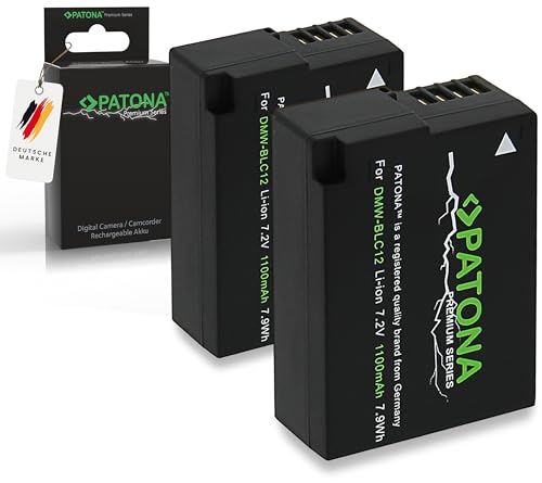 PATONA 2X Premium Akku DMW-BLC12 Kompatibel mit Panasonic DMC-FZ1000 DMC-G5 DMC-G6