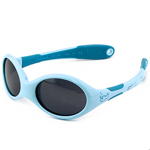 ActiveSol BABY-Sonnenbrille | JUNGEN | 100% UV 400 Schutz | polarisiert | unzerstörbar aus flexiblem Gummi | 0-2 Jahre | 18 Gramm [Size S - Fish]