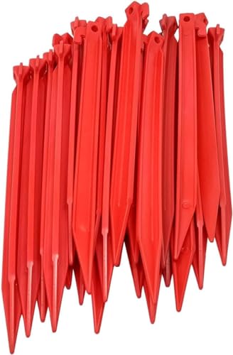 ToCi Kunststoff Heringe 30cm | Zeltheringe für Outdoor Camping Zelte Garten | Zeltnägel in Rot (48 Stück)