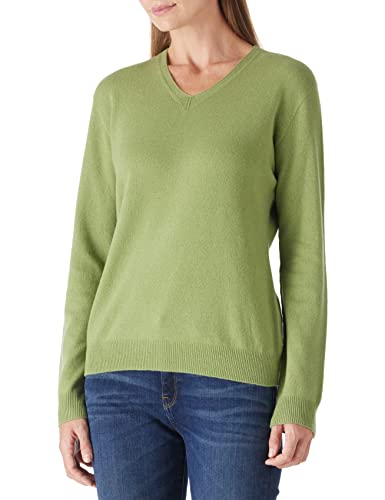 Amazon Brand – HIKARO Women's Merino Wool Sweater Seamless V-Neck Long Sleeve Pullover (Snow Blue, Medium)
