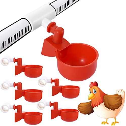 8 Stück Hühnertränke - Automatische Hühnerwasserbecher mit PVC-T-Befestigung, Geflügelbewässerungssystem für Enten, Gänse, Wachteln, Vögel