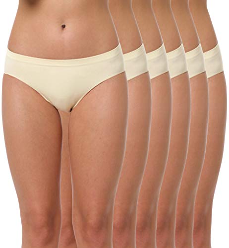 Yenita 6er Pack Damen Seamless Mikrofaser Hüftslip-Nahtloser Slip Low Cut Bikini Hipster