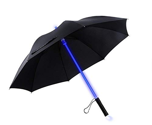 Lichtschwert LED Regenschirm mit Taschenlampe. Lichtschwert Leuchten schwarzer Regenschirm mit 7 Farben