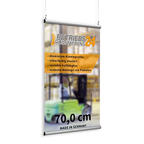 Betriebsausstattung24® Poster- und Plakatklemmschiene | Klemmleiste | Plakatleiste | Zur Aufhängung von Postern | Profilbreite: 2,5 cm | Aluminium (70,0 cm)