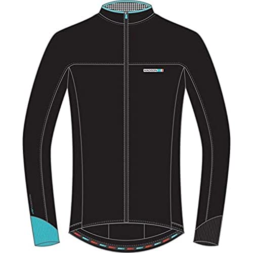 Madison Herren Roadrace Light Men's Long Sleeve Jersey, Black/Blue Curaco, XS