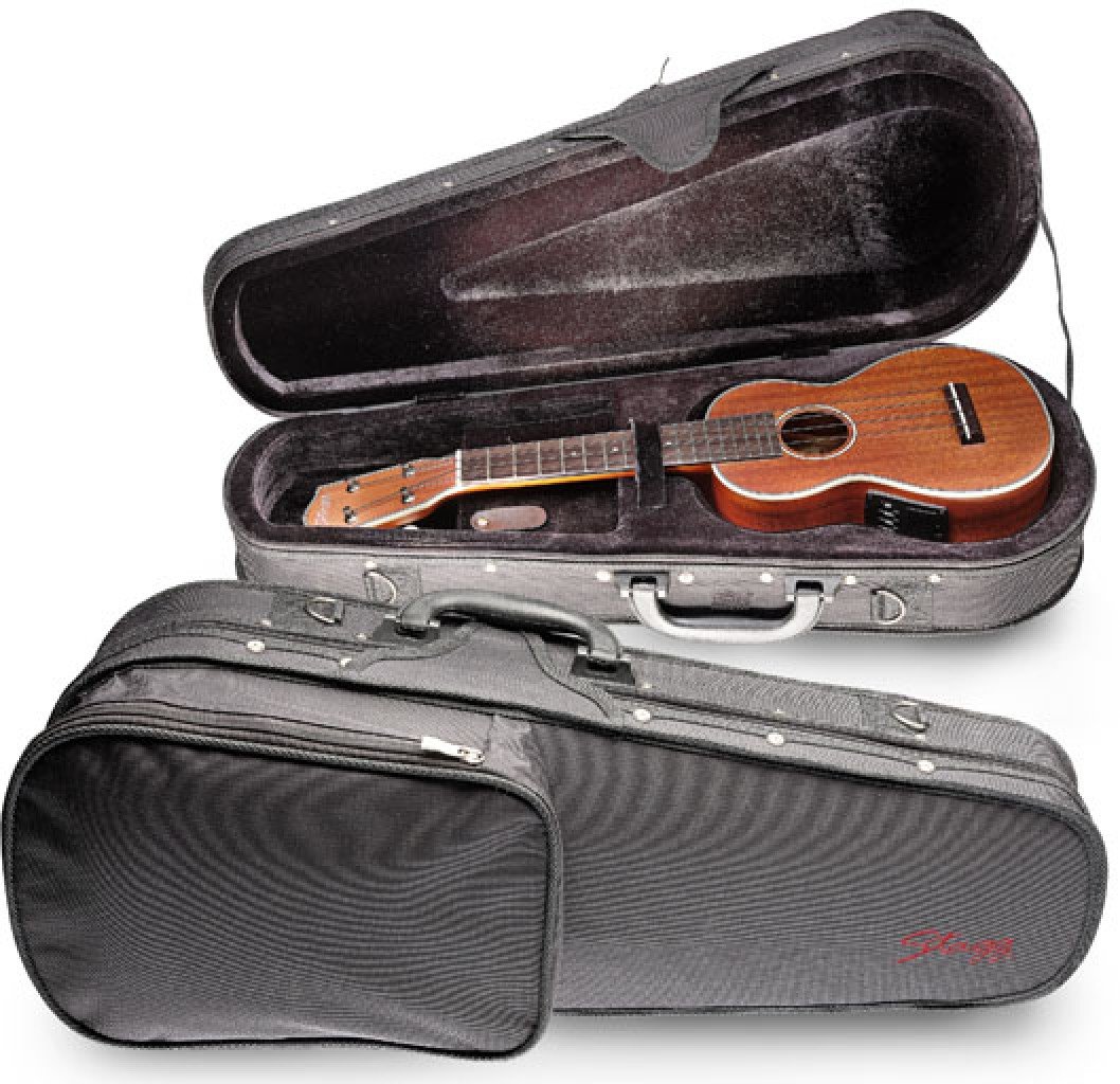 Stagg HGB2UK-C Basic Konzert-Ukulele, weicher Koffer mit verstellbarem Schultergurt, Schwarz