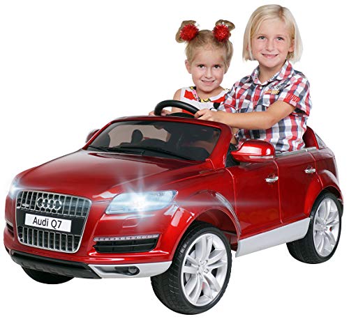 Actionbikes Motors Kinder Elektroauto Audi Q7 4L Lackiert - Lizenziert - 2 x 45 Watt Motor - 2,4 Ghz Rc Fernbedienung - USB - Mp3 - Elektro Auto für Kinder ab 3 Jahre (Rot lackiert)