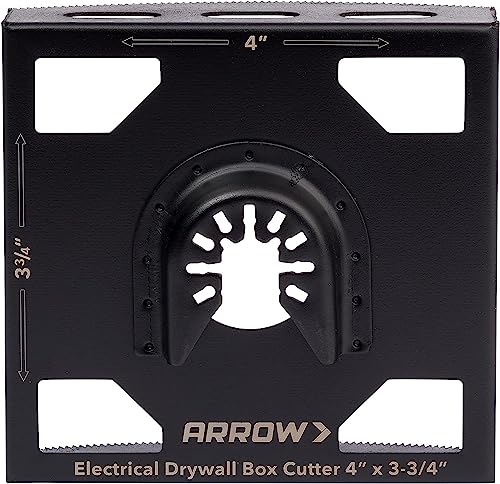Arrow OSCGB2-1 2-Gang-Elektrobox-Trockenbau-Schneidklinge für oszillierende Werkzeuge, universell, passend für die meisten Multifunktionsmittel, inklusive Adapter, ergibt 10,2 cm x 9,5 cm Loch