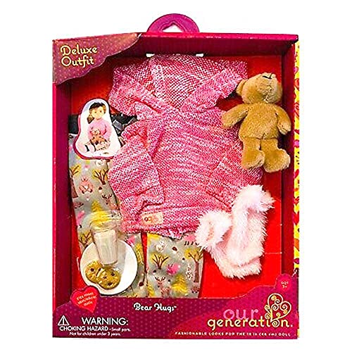 Our Generation BD30327Z Deluxe Pajama & Plush Bear Outfit Puppenzubehör, Rosa