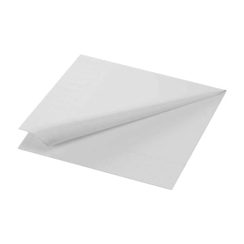 Duni 214018 2 lagig Tissue Servietten, 33 cm x 33 cm, vorgefalzt, 1/8 Falz, weiß (1200 Stück)