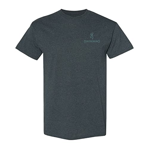 Browning Herren Graphic, Hunting & Outdoor Short & Long Sleeve Tees T-Shirt, Buckmark mit Rahmen (Dark Heather), Medium