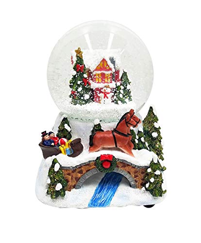 Wichtelstube-Kollektion XL LED Schneekugel Weihnachten elektrischer Schneewirbel, viele Melodien und Farbwechsel Glitzerkugel Weihnachtsdorf