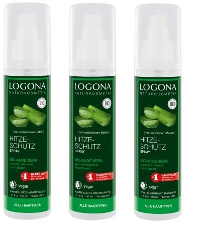 Logona Hitzeschutz Spray Bio- Aloe Vera, alle Haartypen, 3 x 150ml