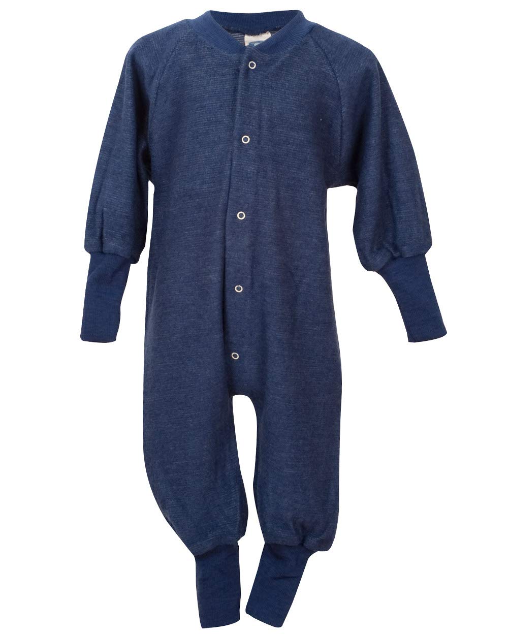 Cosilana, Einteiler Schlafanzug ohne Fuß, 100% Wolle (80, Marine)